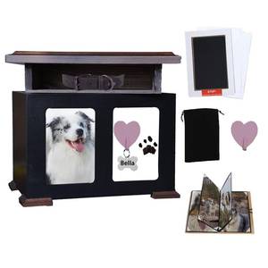 lot 3478 image: Pet Urns for Dogs Ashes, Cat Urns for Ashes, Wooden Dog Urn, Pet Memory Box for Keepsakes Large with Paw Print Kit, Album