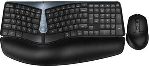 lot 3480 image: Ergonomic Wireless Keyboard and Mouse, MK835 Ergo Bluetooth2.4G Split Design Keyboard Mouse Combo with Cushioned Palm Rest, Multi-Device, Wave Keys, Rechargeable, for WindowsMacAndroid