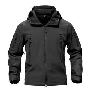 lot 3497 image: TACVASEN Mens Military Fleece Liner Hooded Jackets Winter Warm Fleece Hood Softshell Tactical Waterproof Snowboard Jacket Black 2XL