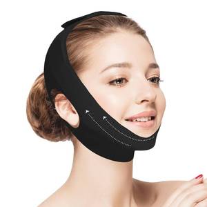 lot 4193 image: Jawline Shaper Chin Strap for Sleeping, Reusable V-Line Mask for Women Face Lifting Made wElectric-Hot-Press Tech for Skin-Friendly & Breathable Cooling Fabric (Black, M)