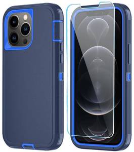 lot 4199 image: ouyncase Phone Case for iPhone 12 Pro Max Case with HD Screen Protector, Heavy Duty Shockproof & DustProof & Dropproof 3-Layer Cover Phone Case for iPhone 12 Pro Max (6.7) (DarkBlue)