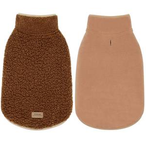 lot 4203 image: cyeollo Dog Coats Fleece Furry Reversible Turtleneck Sweater Thick Dog Jackets for Winter Warm Clothes Cold Weather Coats for Small Dogs Brown Apparel
