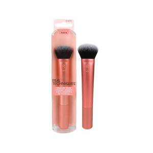 lot 4210 image: Real Techniques Expert Face Professional Foundation Makeup Brush for Even Streak Free Application, Dense Bristles For Buffing, Orange, 1 Count