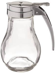 lot 4231 image: Tablecraft H414 Syrup Dispenser with Chrome Plated Metal Top, 14 oz, Clear