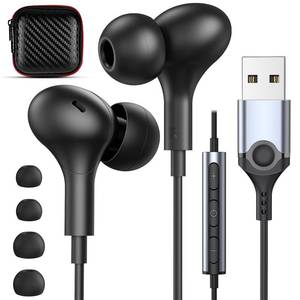 lot 4235 image: USB Headphones with Microphone for Laptop, 7.5ft Magnetic Wired Earbuds Noise Isolation in-Ear Earphones with Mute Volume Control Stereo Bass for PC Desktop Dell HP Acer Laptop MeetingsMusic,School