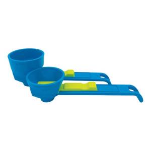 lot 4239 image: Slide Scoop the original measuring scoop  funnel No spill preparation of protein powder, workout & sports drinks, baby formula & kcup refill Mess & Spill free - (Set of 1 & 2 Tablespoon)