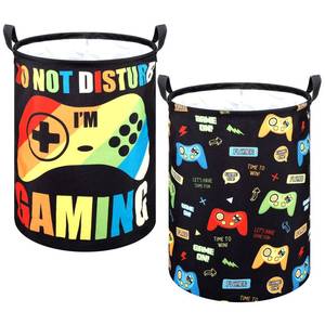 lot 4244 image: Zhehao 2 Pcs Gamer Laundry Basket Boys Kids Laundry Hamper Gamer Room Decor Gaming Storage Basket Hamper Clothes Organizer Nursery Toy Storage Bin for Easter Gifts Bedroom Bathroom Decoration(Classic)