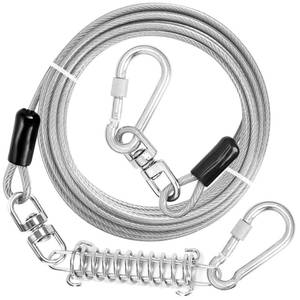 lot 4249 image: jenico Dog Tie Out Cable, 10152030405070100150FT Runner Cable with Swivel Hook and Shock Spring, Dog Leash Run Tether for Yard Outdoor and Camping,for Small to Medium Pets Up to 500 LBS