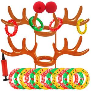 lot 4253 image: Christmas Games Gifts for Kids Teen Adults, Inflatable Reindeer Antler Ring Toss Game, Office Party Favors Supplies, Indoor Outdoor Carnival Holiday Family Party Toys