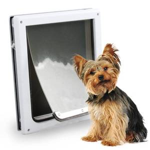 lot 5256 image: Pet Flap Door 2 Ways Locking Dog Wall Entry Pet Door with Transparent Flap for Dogs (Medium)