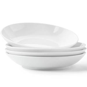 lot 6089 image: OniAnt Bone China Pasta Bowls Set of 4, 23.5oz Soup Bowls White Salad Bowl, 8 inch Pasta Bowls Lightweight Wide Shallow Kitchen Plates for Serving Dinner - Microwave Dishwasher Safe, Kitchen Gifts