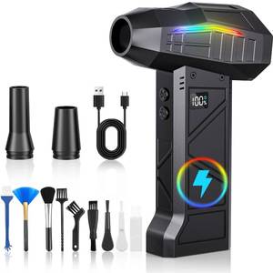 lot 6095 image: RUNLANE Compressed Air Duster, 200000RPM Electric Air Duster with Light, 4-Gear Adjustable Cordless Dust Blower for Computer, Keyboard, Outdoor, Home and Car (FB09-Black)