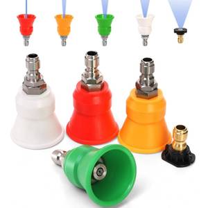 lot 6109 image: Pumtus 5 Pcs Pressure Washer Nozzle Guards, Power Washer Nozzles Tips with Rubber Protector, Washing Nozzles Holder and Soap Nozzle, Pressure Washing Tips with 14 Quick Connect, Orifice 3.0