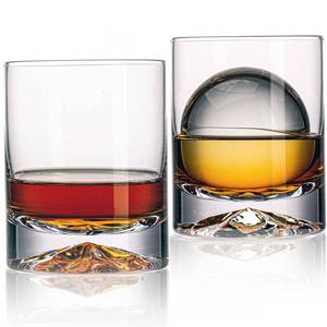 lot 6110 image: JBHO Hand Blown Crystal Double Old Fashioned Cocktail, Solid Whiskey Glasses, Rocks Glasses, Lowball Glasses - 12 Ounce - set of 2 - Perfect Size for Oversized Ice Cubes