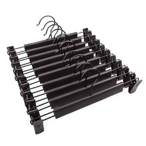 lot 6120 image: Guhmctt 10 Pack Pants Hangers with Adjustable Non-Slip Clips Anti-Rust Hanging Hook for Trouser,Skirts,Jeans,Clothes Hangers Black