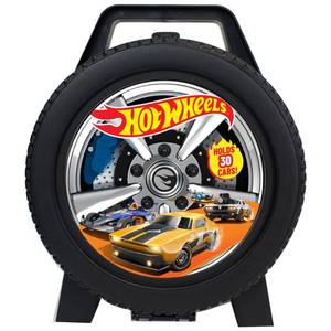 lot 6125 image: Mattel Hot Wheels 30 Car Case - Wheel-Shaped Organizer, Storage Accessory, Holds 164 Scale Die-Cast Toy Vehicles, Play-Display, Officially Licensed Amazon Exclusive