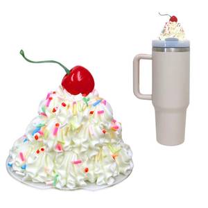 lot 6132 image: Whipped Stanley Topper, Ice Cream Charms for Stanley Cups Accessories with Silicone Straw Cover Cap for Tumblers,Compatible with Stanley Cup Lid Accessories Charms (40 OZ)