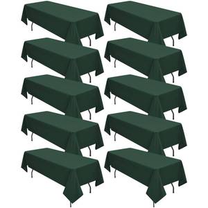 lot 6146 image: 10 Pack Hunter Green Tablecloths for 8ft Rectangle Tables 60 x 126 Inch - Polyester Table Cover Stain and Wrinkle Resistant Washable Fabric Table Clothes for Wedding Party Banquet Reception Restaurant