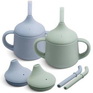 lot 6155 image: Moonkie Silicone Baby Sippy Cups  3 Stages Training Cup Straw Cup for Infants Toddlers and Kid  4 oz 2Pack