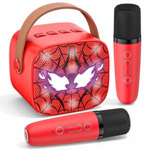 lot 6166 image: Spider Mini Karaoke Machine for Kids - TOP Karaoke Toys for 3 4 5 6 7 8 9 10 11 12 Year Old Boys Girls, Portable Bluetooth Speaker with 2 Wireless Microphones, Kids Christmas Birthday Party Gifts