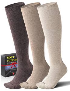 lot 6169 image: Soft Cotton Compression Socks for Women Men 20-30mmHg - Knee High Support for Circulation, Nurses, Pregnancy, Travel