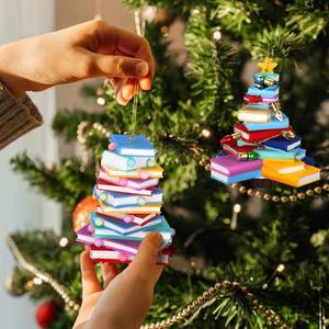 lot 6172 image: Vercraft 2 Pcs 3D Christmas Book Ornament for Tree 2025 Resin Book Lovers Gifts for Christmas Tree Hanging Ornaments Reading Library Club Decoration Gift for Bookworm Teacher Librarian Bookshelf