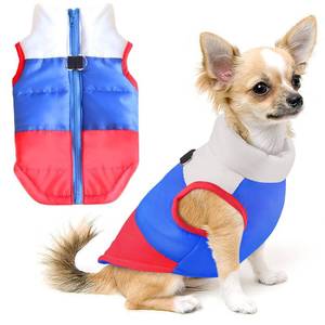 lot 6173 image: Idepet Pet Dog Cat Coat with Leash Anchor Color Patchwork Padded Puppy Vest Jacket Teddy Chihuahua Costumes Pug Cloth XS S M L (Large, Red)