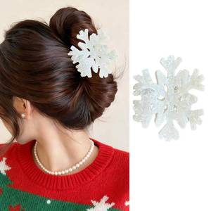 lot 6182 image: Christmas Snowflake Hair Clips Large White Snowflake Xmas Hair Claw Clip Strong Hold Non-slip Hair Jaw Clips Cute Acrylic Christmas Hair Accessories for Women Girls Winter Hair Decorations