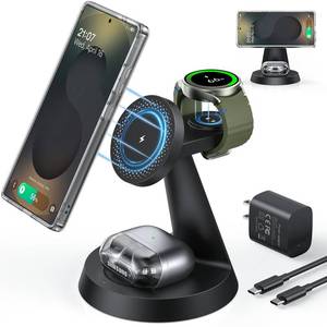 lot 6195 image: Magnetic Wireless Charger for Samsung, 3 in 1 Charging Station Compatible with MagSafe Samsung Charger for Galaxy S25 Ultra S24 Z Fold7Flip7, Watch Charger Stand for Galaxy Watch Ultra 8 7, for Buds