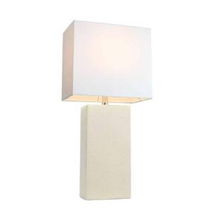 lot 6206 image: Elegant Designs Modern Leather Table Lamp with White Fabric Shade