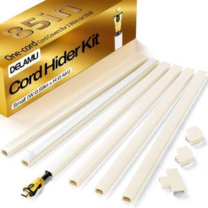 lot 6219 image: Delamu Beige Cord Hider, 85in Cord Covers for Wires on Wall, One-Cord Cable Hider, Wire Hiders Wire Covers for TV Cords on Wall, Easy Mount Cable Cover Management Kit, 6X L14.2 W0.59 H0.4in, Beige