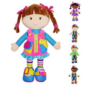 lot 6223 image: June Garden 15.5 Dressy Friends Belle - Educational Stuffed Plush Doll for Kids and Toddlers 2 Years and Up - Montessori Buckle Soft Toy