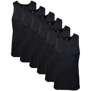 lot 6228 image: Gildan Mens A-Shirt Tanks, Multipack, Style G1104, Black (6 Pack), X-Large