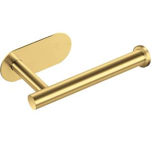 lot 6233 image: Gewtur Toilet Paper Holder, Self Adhesive Toilet Paper Roll Holder No Drilling Wall Mount for Kitchen, Bathroom, Toilet, Brushed Gold Stainless Steel
