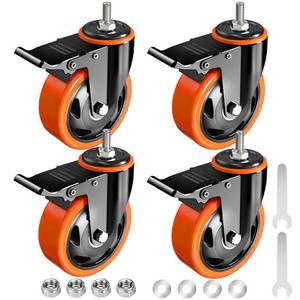lot 6241 image: Caster Wheels Heavy Duty 3 Inch Stem Caster 12-13 x 1(Stem Diameter 12, Stem Length 1), Safety Locking Caster Set of 4, Industrial Castor Wheels for Cart,Furniture
