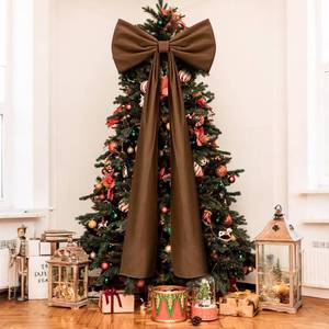 lot 6246 image: Knitgrip 20 x 71 Inches Christmas Extra Large Velvet Bows Christmas Tree Topper Decor Giant Xmas Tree Toppers Bows for Home Wreath Wall Backdrop Birthday Wedding Party Decorations(Brown)