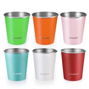 lot 6257 image: HAUSHOF Pint Cup, 14 oz Stainless Steel Cups, Stackable Metal Drinking Cups, Stacking Beer Pint Cups for Home, Party, Camping, Outdoor, Unbreakable, 6 Pack