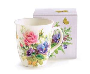lot 6277 image: BURTON & BURTON Porcelain MUG ABUNDANT BLOOMS Holds 16 oz.