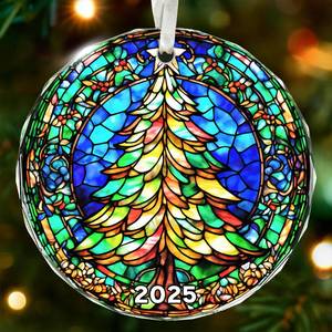 lot 6291 image: Unique 2025 Christmas Ornament - Stained Glass-Inspired Christmas Ornament for Holiday D�cor, Dated Christmas Ornaments for Family and Friends, Premium Holiday Keepsake Gift