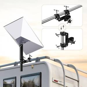 lot 7892 image: Gen 3 Starlink Mount for RV Ladder & Roof Rack, Adjustable With Pipe Adapter for PoleRoofCamperRailing Use, Compatible With Starlink Gen3