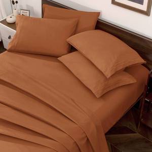 lot 7895 image: Horbaunal Caramel Pumpkin Full Size Sheet Set - 6 Piece Luxury 1800 Thread Count Bedding Sheets & Pillowcases - 16 Inch Deep Pocket Microfiber Bedding Set - Soft & Wrinkle Bed Sheets