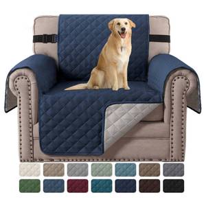lot 7896 image: H.VERSAILTEX Reversible Chair Cover for Dogs Pet Water Repellent Sofa Cover Chair Slipcover 2 Thick Strap Slip-Resistant Chair Protector Soft Quilted Seat Width Up to 21(Armchair, NavyBeige)