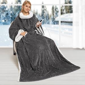lot 7917 image: Electric Blanket Heated Throw, Soft Flannel & Sherpa Wearable Heated Blanket with Sleeves, Heating Wearable Blanket with 6 Heating & 12H Auto Off, ETL Certified, Home Office Use, 52x72 Inch, Dark Grey