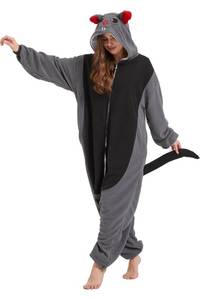 lot 7918 image: NAMHTOM Ugly Rat Onesie Pajamas for Adults - Funny Mouse Costume for Women Men, Animal Cosplay Sleepwear, Cartoon Rat Jumpsuit for Halloween, Christmas, Party