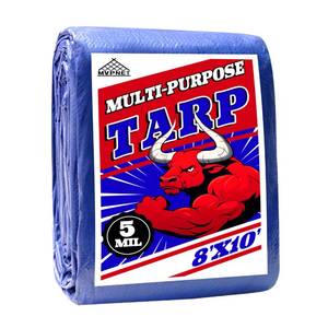 lot 7922 image: Tarp 8x10 ft 100% Waterproof Uv Resistant High Durability Multipurpose 5mil Blue Tarp for Covering Courtyards, Cars, Camping, Gardens, Pet Nests -by MVPNET