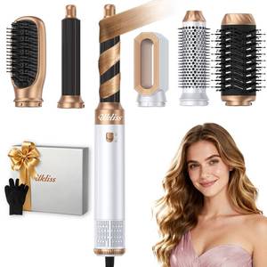 lot 7931 image: Ukliss Hair Dryer Brush 6 in 1, Hot Air Brush & Styler with ALCI Safety Plug, Ionic Blow Dryer Brush for Frizz Free Salon Blowout, Volumizing & Auto Curls, for Fine to Normal Hair,White