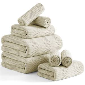 lot 7933 image: Ferdilan 8 Piece Oversized Bath Towels Set Camel,2 Extra Large Bath Towel Sheets,2 Hand Towels and 4 Washcloths 600 GSM Highly Absorbent Quick Dry Towels Set for Bathroom Hotel