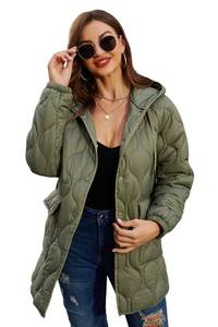 lot 7946 image: RISISSIDA Women Quilted Jacket,Plus Size Oversiezd Puffer Coat with Hood Lightweight Puffy Packable Green 12109 XX-L