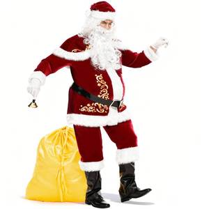 lot 7962 image: JONRRYIN Santa Claus Costume for Men, 15Pcs Deluxe Santa Claus Outfit Adults Men Set Professional Christmas Clause Suit Adult (L)