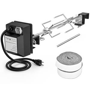 lot 7972 image: Skyflame Stainless Steel Rotisserie Kit with Heavy Duty Rotisery Motor & Accessories - Compatible with Large BGE  Kamado Joe  Pit Boss & Other Outer Diameter 21.5-23, 28-29.5 Ceramic Grill
